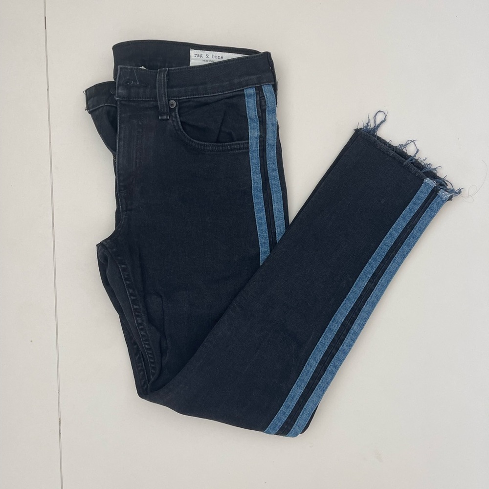 Rag and bone jeans with blue Jean strips on side